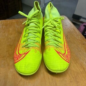 Nike Bright Yellow Soccer Cleats with Red Details